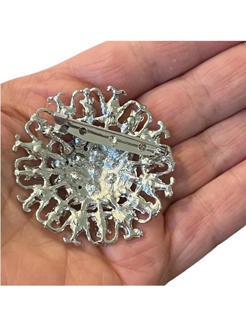 Turquoise Crystal Floral Brooch - Elegant Silver-Tone Accent FINAL PRICE DROP